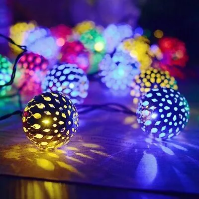 6M 40LED Moroccan Ball Garden String Fairy Lights Hanging Lantern Lamp Outdoor • $12.99