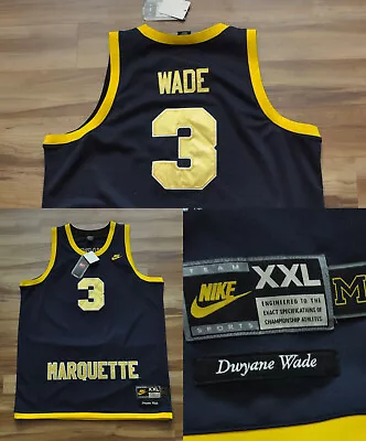 Dwyane Wade Marquette Golden Eagles Nike Jersey Navy NCAA Sewn Men 2XL NWT • $124.99