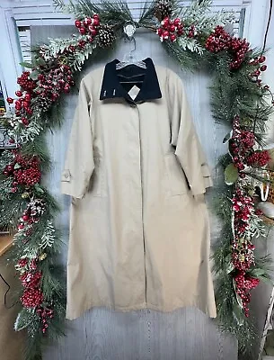 Amanda Smith Coat Size 10 Women Tan Zip Lining Trench Rain Jacket All Weather • $29.99