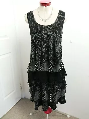 $20 • Buy ON SALE!!  GABRIELLA FRATTINI Black Grey DRESS Size 8 NEW Ruffle Party Cocktail