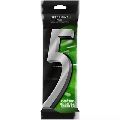 5 Gum Spearmint Rain Sugar Free Chewing Gum - 15 Ct (3 Pack) • $12.48
