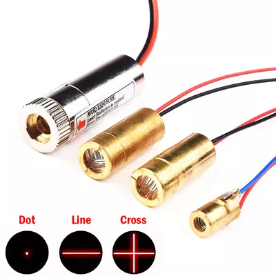 Focusable Red Laser Module Diode Beam 6/9/12mm OD Dot Cross Line 650nm 3v 5v • £2.63