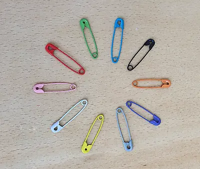 Coloured Safety Pins 28mm Safety Pins 10 Colours 50 Pins • £2.95