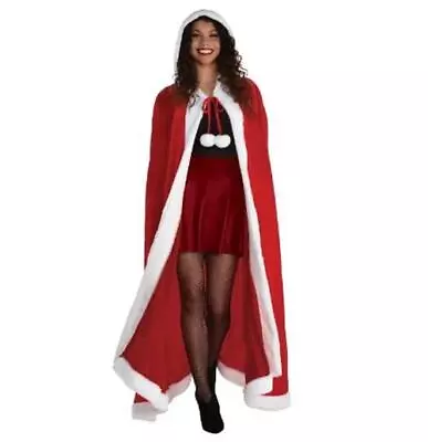 Christmas Cloak - Mrs Claus - Elf - Red/White - Costume - Adult - One Size • $34.99