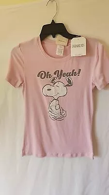 Munki Munki Peanuts Women's Scoop Neck Sleep T-Shirt Pink Short Sleeve Size XS • $11.39