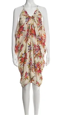 Zimmermann 100% Silk Cream Floral Body Skim Dress Sz 3 Au 12 Summer Beach Chic • $129