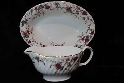 Minton Ancestral Bone China Wreath Backstamp Gravy Boat Oval Vegetable Bowl • $60