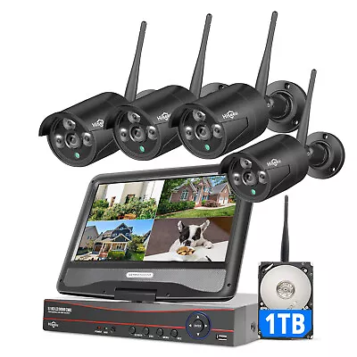 Hiseeu Wireless CCTV Security Camera System 8CH NVR 10'' LCD Monitor Outdoor Lot • $39.09