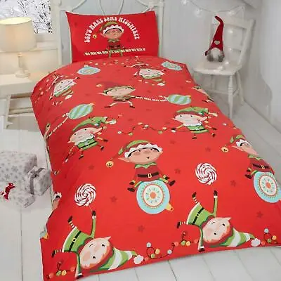 £11.85 • Buy Naughty Elves Junior Duvet Cover Set Children's Toddler Christmas Cot Bedding