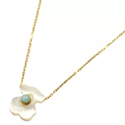 Tous Teddy Bear K18 Gold Pendant  Necklace Amazonite Pearl Oyster L-45cm • $427.42