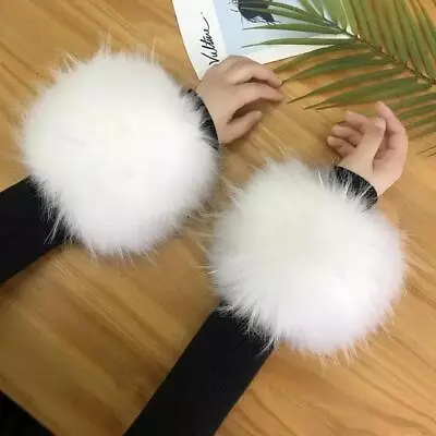 1pair 2pc Women's Real Mink Fur Cuffs Warm Arm Warmer Bracelet Mink Fur Gloves • $15