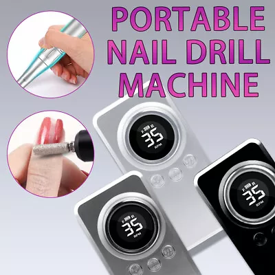 Nail Dril Rechargeable 35000RPM E File Machine Fits Portable Manicure Pedicure • $45.99
