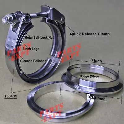 $19.80 • Buy 3 Inch V Band Clamp Kit Male Female Flange Stainless Steel SS Turbo Exhaust 3 