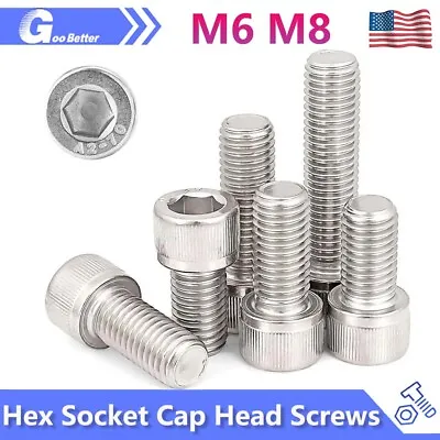 M6 M8 Metric A2 Stainless Steel Allen Hex Socket Cap Head Screw Bolt DIN 912 • $6.99