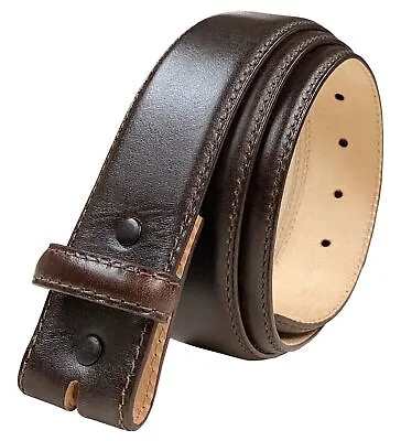 Italian Calfskin Genuine Leather Dress Belt Strap With Snaps Fits 1-3/8  Buckle • $23.95