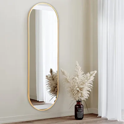 Gold Wide Tall Full Length Mirror Arched Large Oval Framed Wall Mounted Mirrors • £39.94