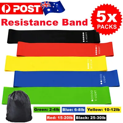$7.99 • Buy 5X Resistance Loop Bands Set Exercise Men Women Legs Arms Booty Yoga Physio Gym