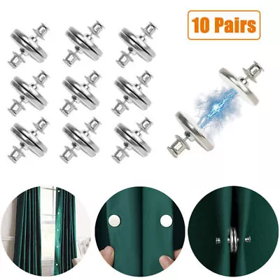 10Pairs Magnetic Curtain Clips Nail Free Button Buckle Clips Window Screen Decor • £5.99