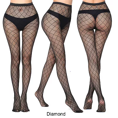£4.25 • Buy Womens Black Patterned Fishnet Net Tights Ladies Lace Pattern Floral Stripes UK