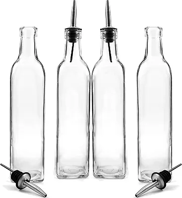 Anchor Hocking 16 Oz Oil + Vinegar Glass Bottle With Stainless Steel Spout 4Pack • $24.99