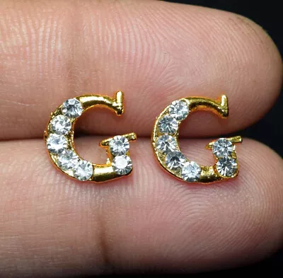 Initial Stud Earrings In Brass Alphabet Letter   G  Gift For Her New Year Gift • $6.84