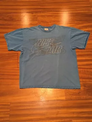 Vtg Nike Air Y2K Blue T Shirt Air Jordan Wings Sz L Affliction Style Gray Tag • $18.99