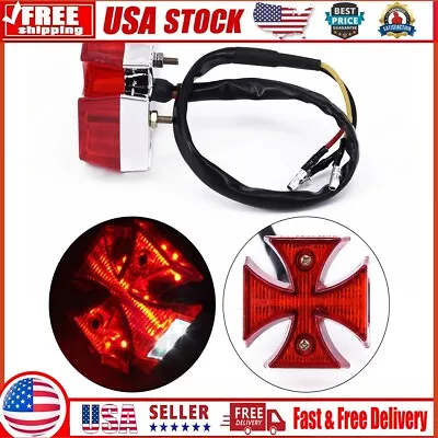 Motorcycle-Choppers Dirt Bike Maltese-Cross LED Rear License Plate Tail Light • $11.98