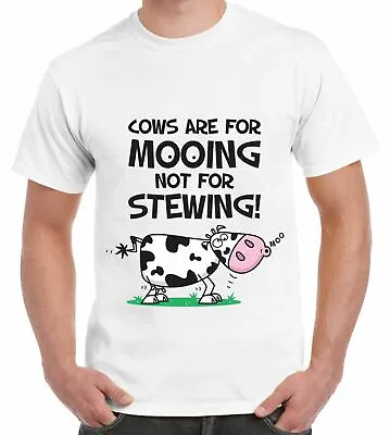 Vegetarian Cows Are For Mooing Men's T-Shirt - Vegan Gift Present • £12.95