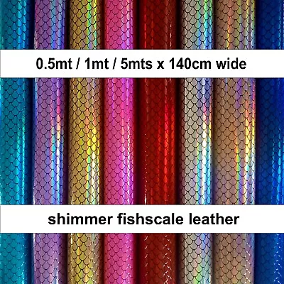 PVC Gloss Shimmer Mermaid / Fish Scale Leatherette Vynil  0.5/1/5 Mts X 1.4 Mt • £9.49