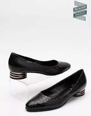 RRP€427 BALDININI Leather Pump Shoes US7 UK4 EU37 Snakeskin Print Made In Italy • £99.99