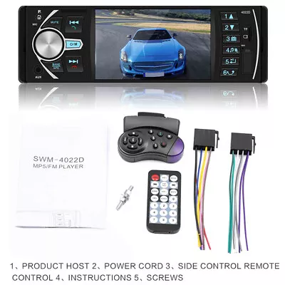 Single DIN 4.1  Car Stereo Bluetooth MP5 Video FM Radio Receiver AUX USB Audio • $53