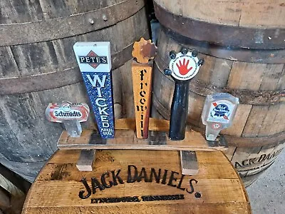 Oak Whiskey Barrel Stave 5 Beer Tap Handle Display Stand  Handles Not Included • $22