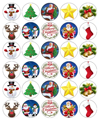 £2.10 • Buy Christmas Santa X 30 Cupcake Toppers Edible Wafer Paper Fairy Cake Toppers