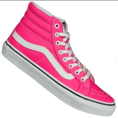 Vans Neon Pink Off The Wall High Top Lace Up Skate Shoes Sneakers US 6.5 • $45