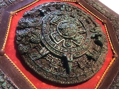 Vintage Mayan Sun Calendar Wall Art  Circa 1960s-1970s Malachite On Wood • $50