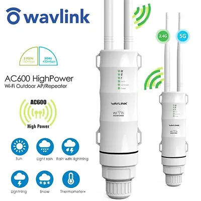 $80.88 • Buy WAVLINK Outdoor WiFi Extender AC600 Dual Band 2.4/5.8GHz Long Range Access Point