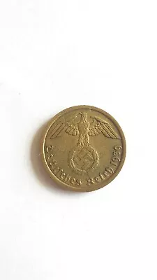 German 10 Reichspfennig 1939-Gold Coloured-Coin 3rd Reich WWII Decent Condition • £2