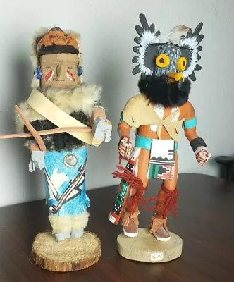 (2) Kachina Dolls Handcrafted Signed 8-9  Tall • $48