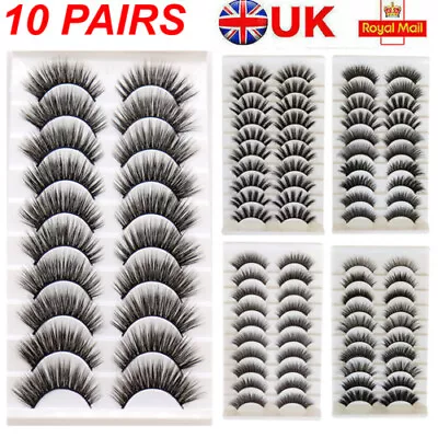 10/20Pcs 3D Mink False Eyelashes Natural Long Thick Fake Eye Lashes Set Makeup • £2.49