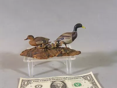 Miniature Mallard Duck Decoy Family Allen J. King N. Scituate R.I.ca 1925 • $1475