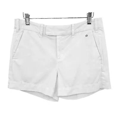 G1 Paper Twill Basic Goods Womens Cargo Shorts 4  Inseam Sz 4 Cuffs Cotton White • $18.89