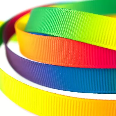 Premium Grosgrain Rainbow Ribbon 6mm-38mm Wide Colourful Craft Cut Per 1 Metre • £2.28