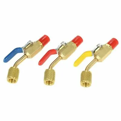 3Pcs R12 R134a R410A Charging Hoses Shut Off Ball Valve AC Refrigerant Valve MU • £14.75