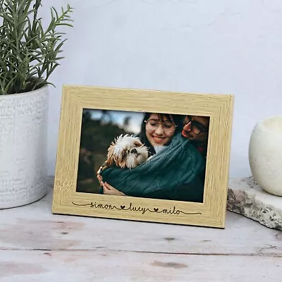 Personalised Picture Frame Wood Photo Frame Couples Names Anniversary Valentines • £7.99