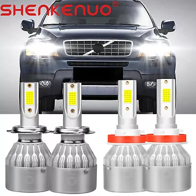 For Volvo XC90 2003-2014 4x Combo H7 + H11 LED Headlight Bulbs Hi Lo Kit 6000K • $26.39