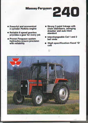 £5.50 • Buy 1989 Massey Ferguson  240  Tractor Brochure Leaflet