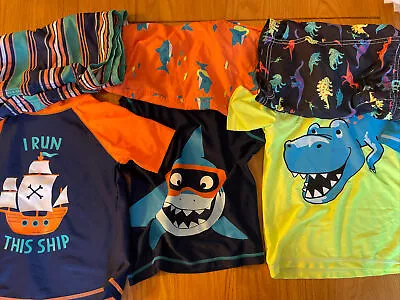 🔥Lot 3 Sets Toddler Boy Size 5t Swimwear Sets Baby Shark Pirate Ship Dinosaur🔥 • $19.99