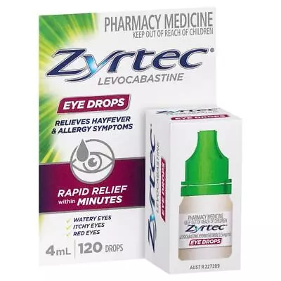 Zyrtec Antihistamine Hayfever & Allergy Eye Drops 4mL • $18.95