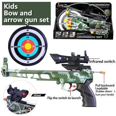 AU Childrens Outdoor Sport Shooting Toy Set Mini Bow And Arrow Gun Gift • $44.99