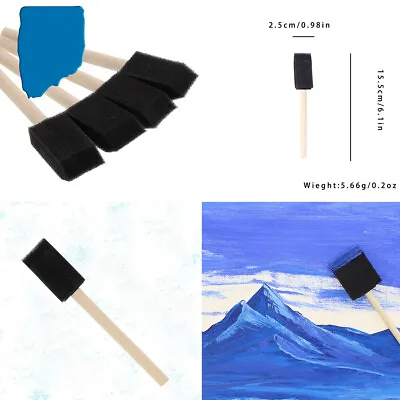 $8.89 • Buy US 25-50 Pack 1  Foam Sponge Paint Brush Set Wood Handle Craft Touch Up Stain